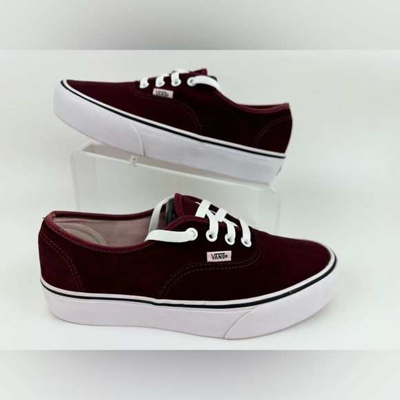 Vans Off The Wall Suede Burgundy Sneakers, Unisex Size Men's 8.0 / Women's 9.5 - Picture 3 of 15